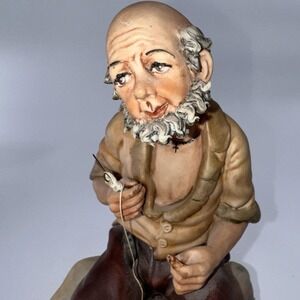 Porcellane Capodimonte La Medea Fisherman Figurine Rovi Hand Painted Porcelain